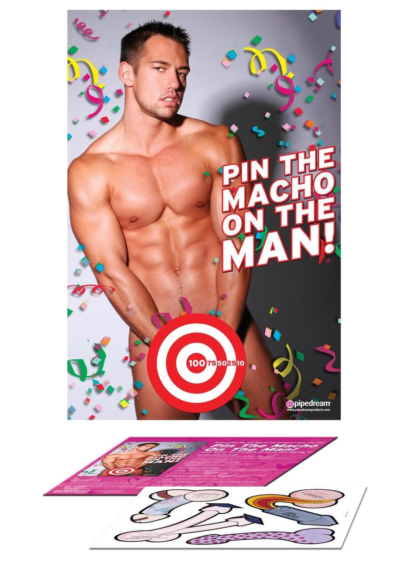 Pin The Macho On The Man Party Game