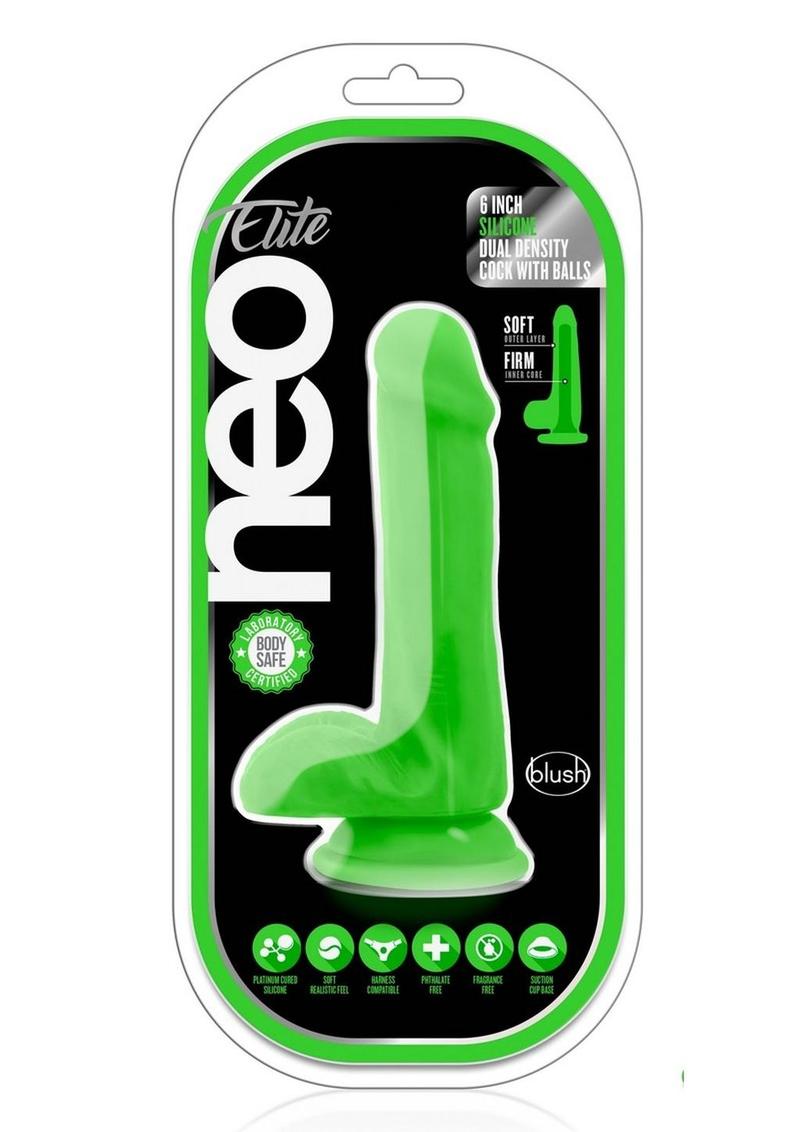 Neo Dual Density Dildo with Balls 6in