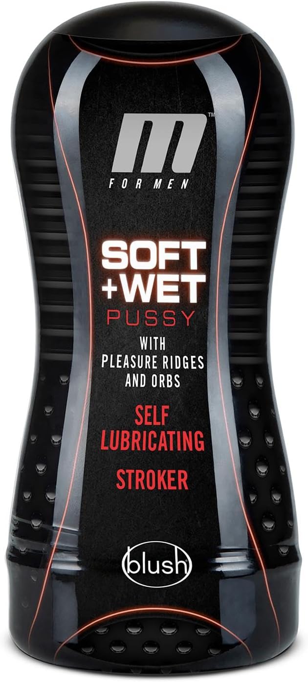 M for Men Soft & Wet Self Lubricating Masturbator Cup Ridge/Orb - Pussy - Vanilla