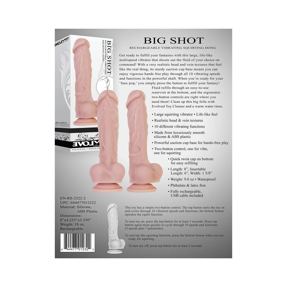 Big Shot Rechargeable Vibrating Silicone Squirting Dildo