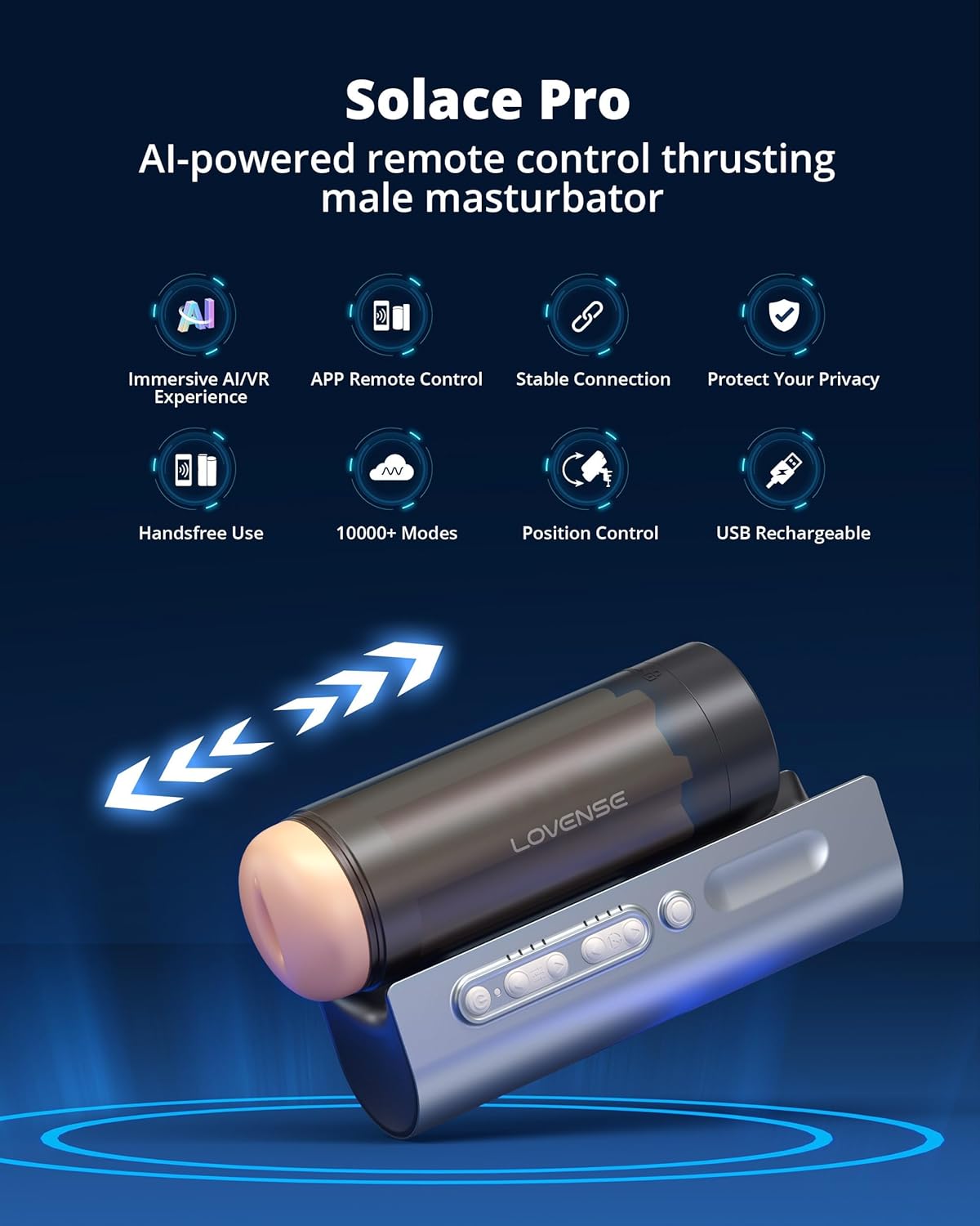 Lovense Solace Rechargeable Thrusting Pussy Masturbator