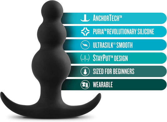 Anal Adventures Platinum Beaded Silicone Butt Plug