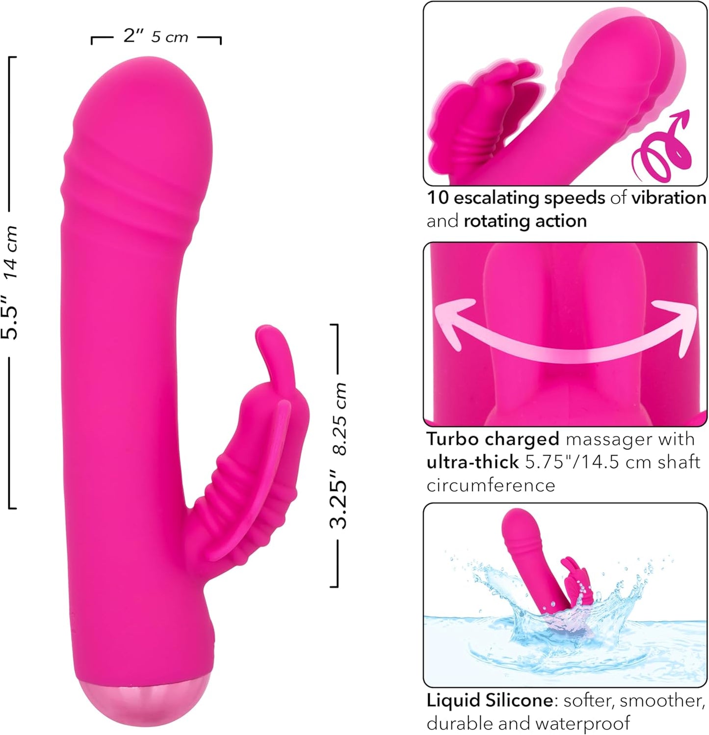 Thicc Chubby Rotating Rechargeable Silicone Butterfly Rabbit Vibrator