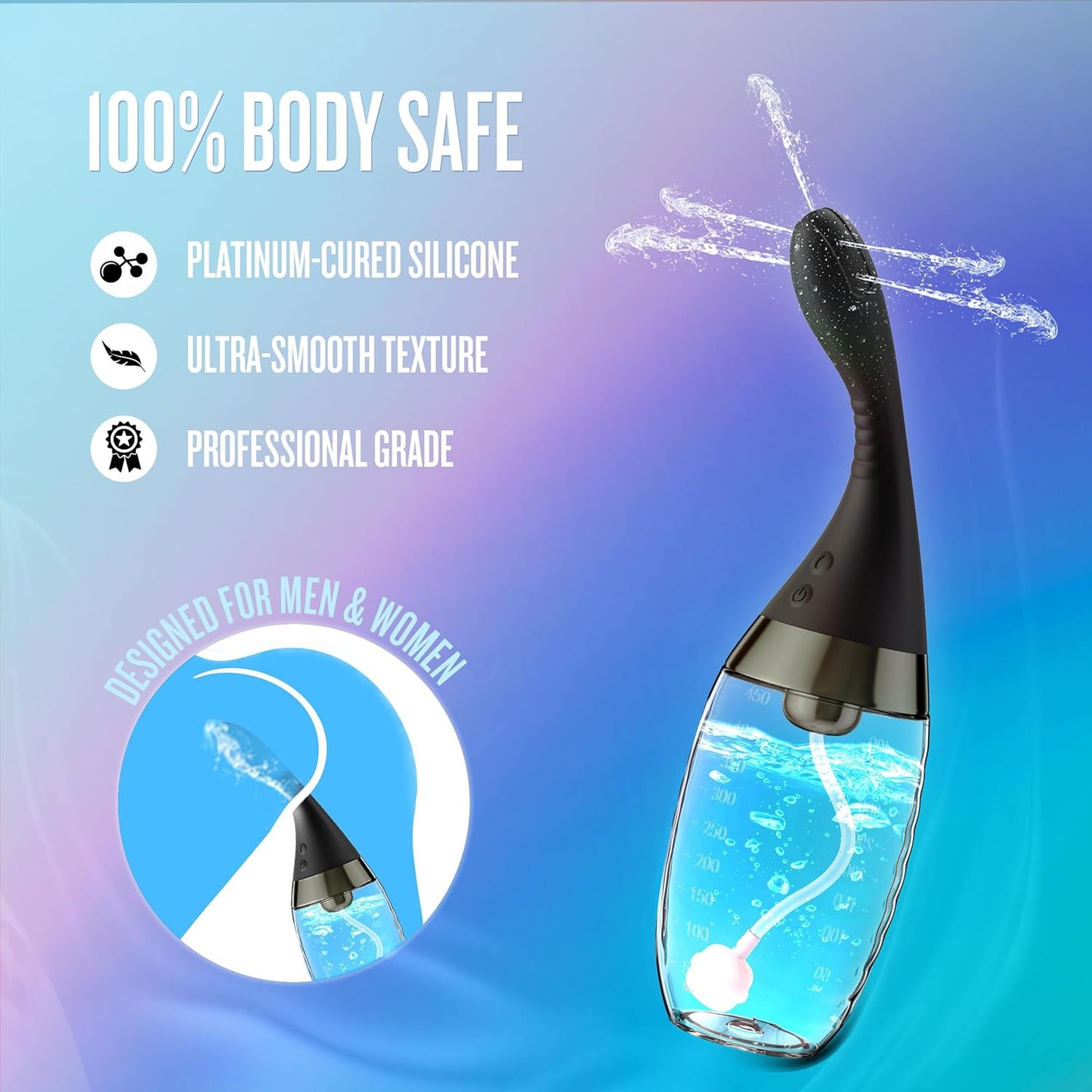 Anal Adventures Platinum Aqua Jet Rechargeable Silicone Anal Douche with Remote