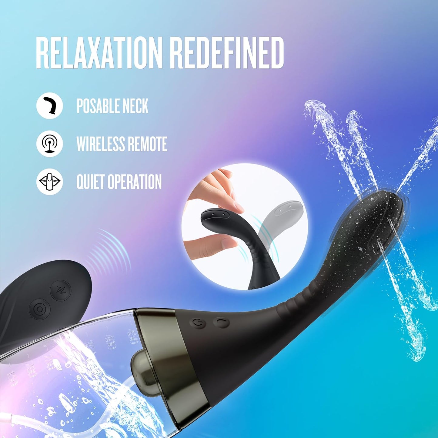 Anal Adventures Platinum Aqua Jet Rechargeable Silicone Anal Douche with Remote