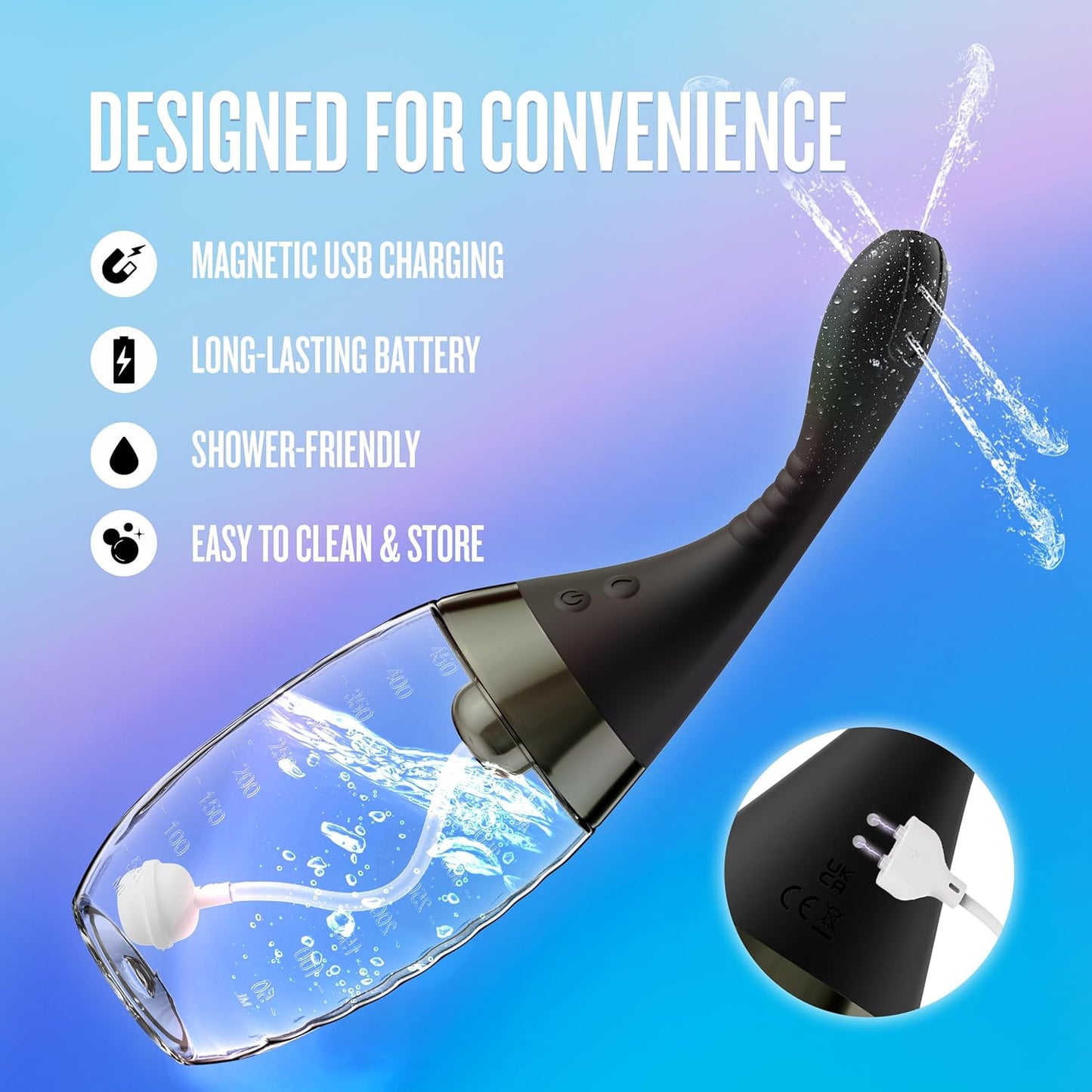 Anal Adventures Platinum Aqua Jet Rechargeable Silicone Anal Douche with Remote