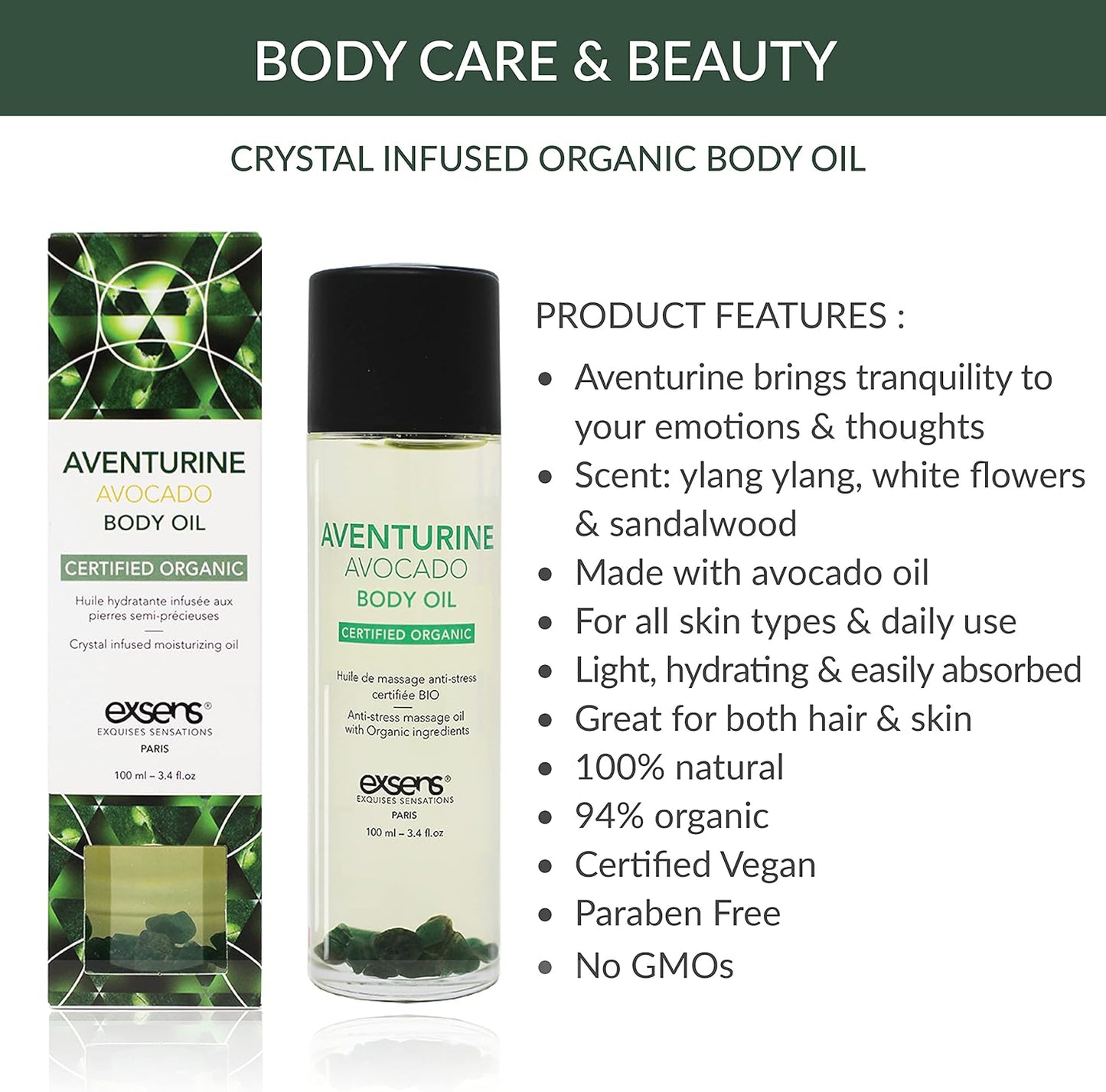 Organic Crystal Body & Massage Oil