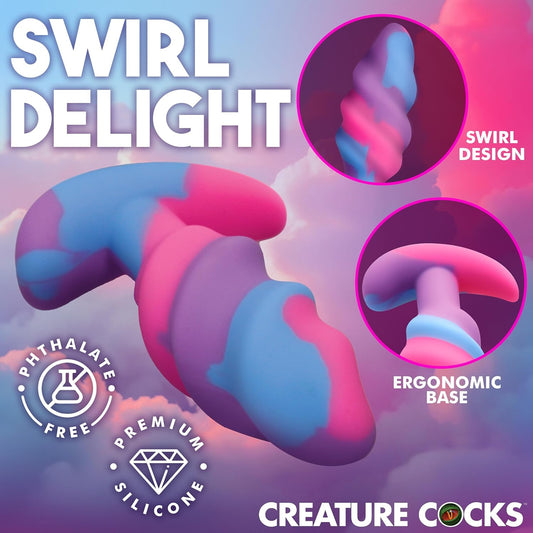 Creature Cocks Unicorn Swirl Silicone Small Butt Plug