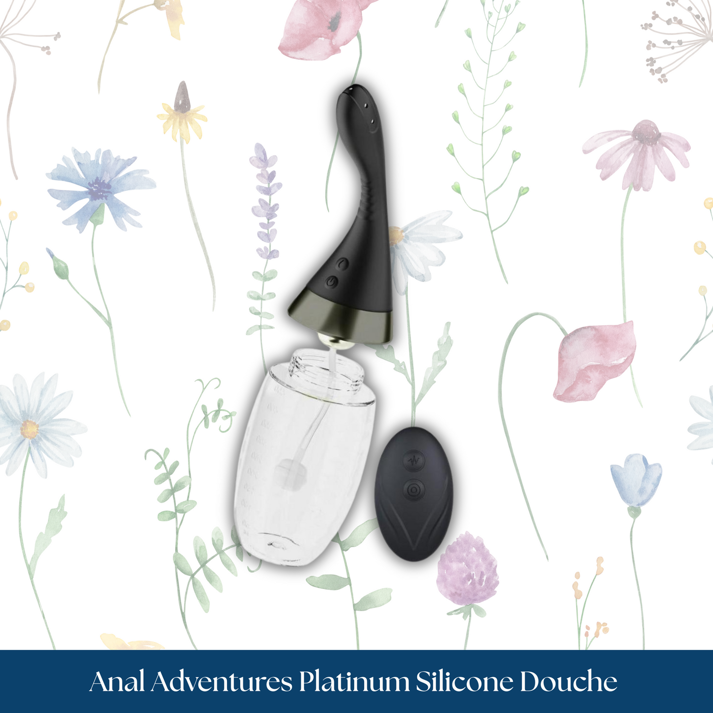 Anal Adventures Platinum Aqua Jet Rechargeable Silicone Anal Douche with Remote