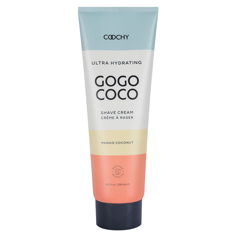 GOGO COCO shave cream tube with blue and pink design on a white background