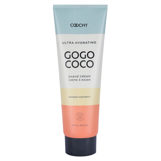 GOGO COCO shave cream tube with blue and pink design on a white background