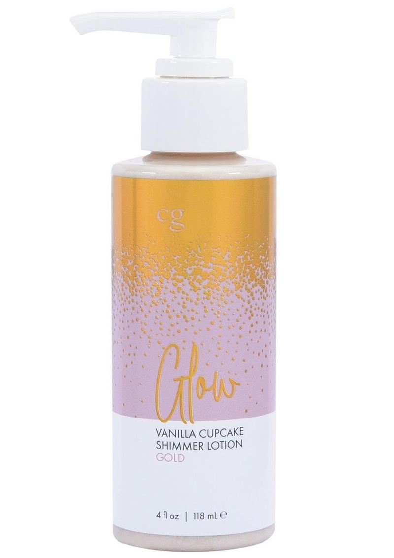Vanilla Cupcake Shimmer Lotion bottle with pump on a white background