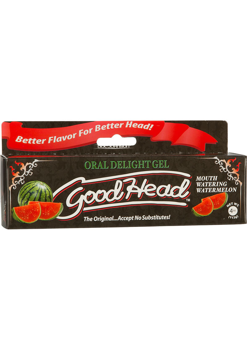 Good Head oral delight gel packaging with watermelon flavor on a white background