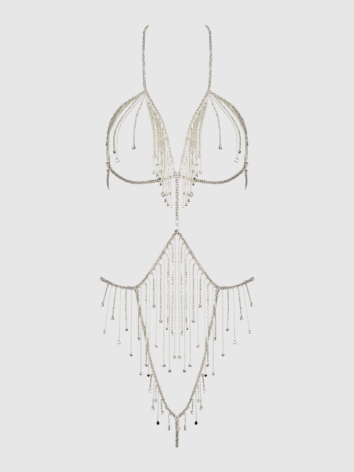 RHINESTONE DANGLE FRINGE TEDDY