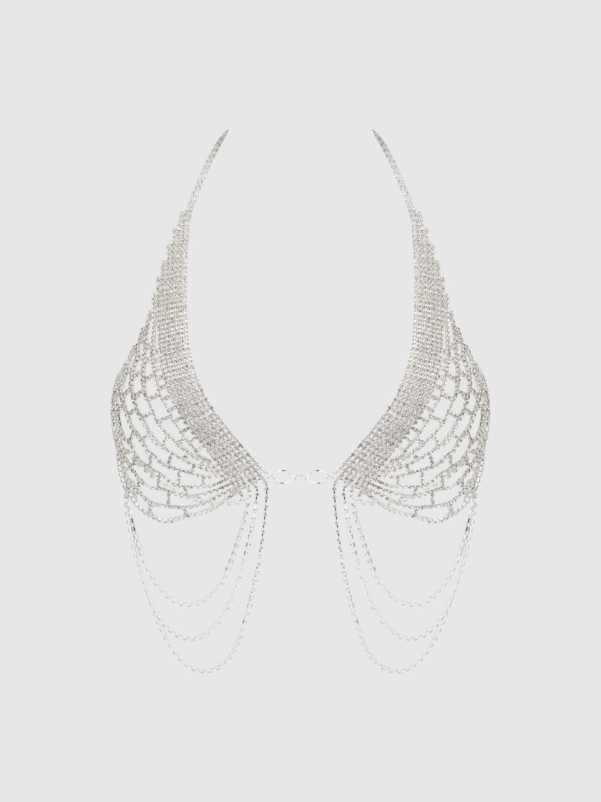 RHINESTONE NET HALTER WITH OPENABLE FRONT