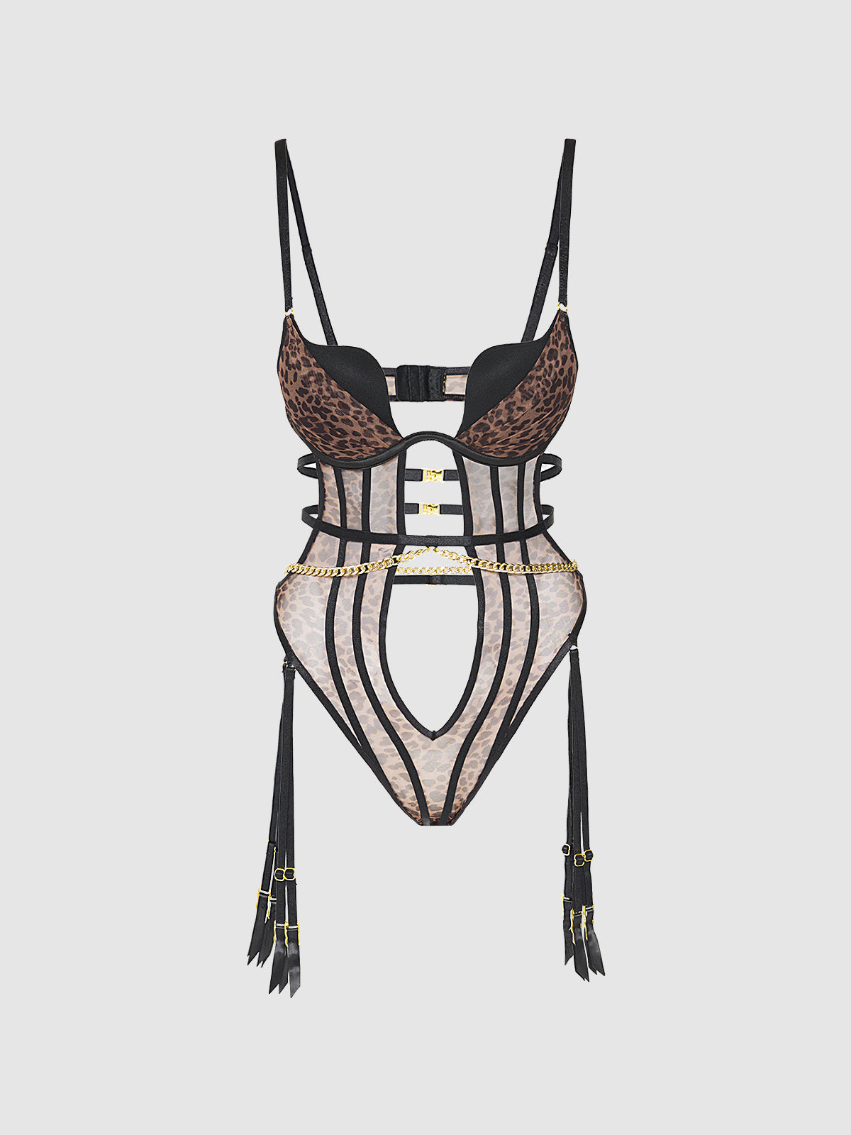 CHANTAL MESH PUSH-UP STRAPPY TEDDY
