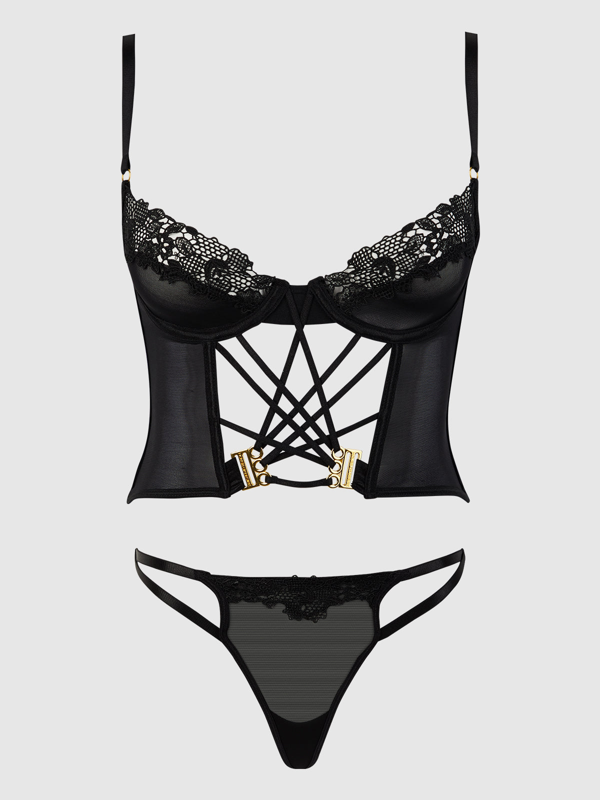 ASHLEY ALEXISS LACE BUSTIER & G-STRING SET