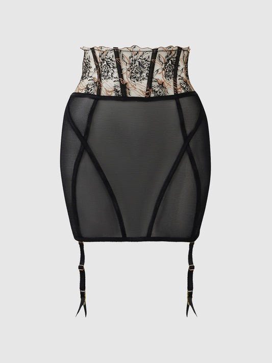 DELILAH EMBROIDERED OPEN BACK HALF SKIRT