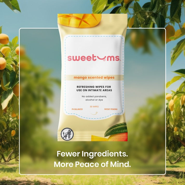 Sweetums Scented & Unflavored Wipes-Rose - 30 Pack