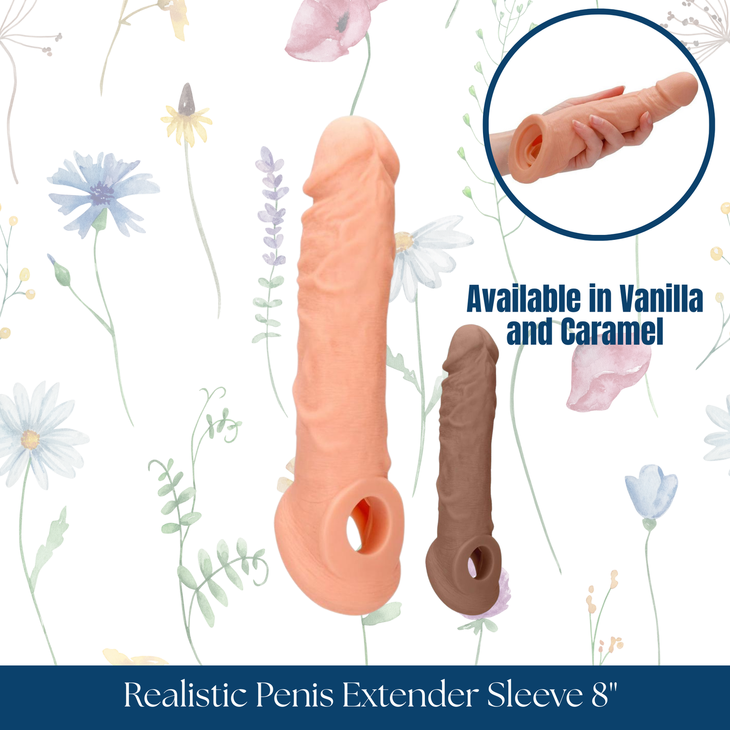 Realistic Penis Extender Sleeve 8"