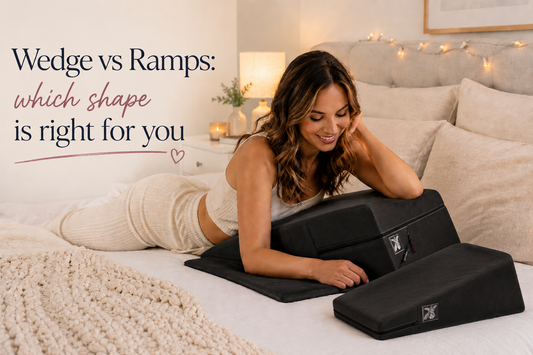 Wedge pillow with woman laying on it in a cute bedroom 