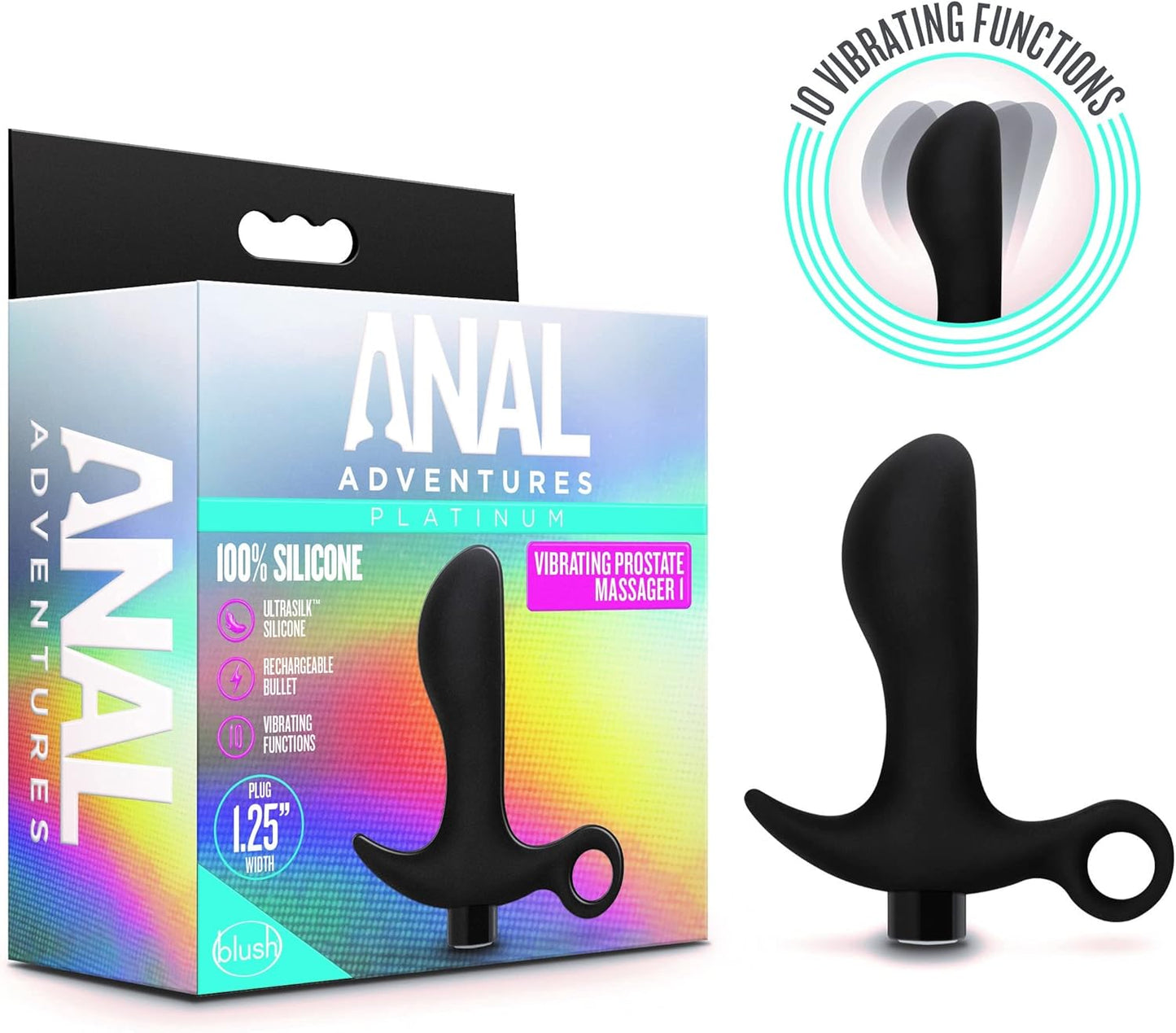 Anal Adventures Platinum Silicone Rechargeable Vibrating Prostate Massager