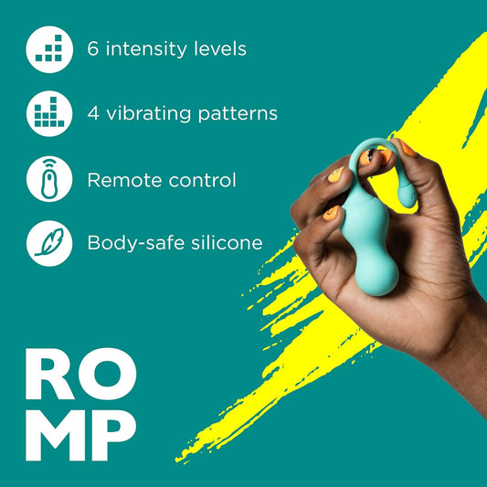 ROMP Cello Rechargeable Remote-Controlled Silicone G-Spot Egg Vibrator Light Teal