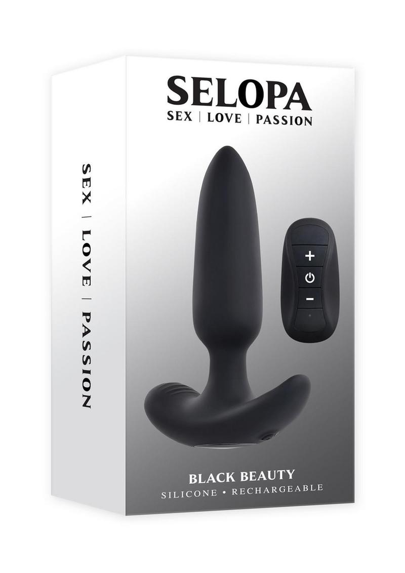 Selopa Black Beauty Rechargeable Silicone Vibrating Anal Plug with Remote Control