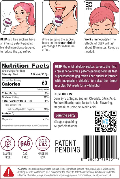 Sugar Splash Deep Gag Suppressing Suckers Bag of 10