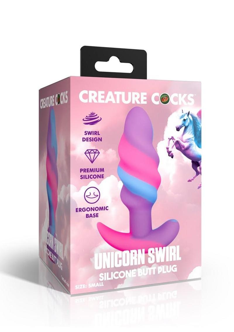 Creature Cocks Unicorn Swirl Silicone Small Butt Plug