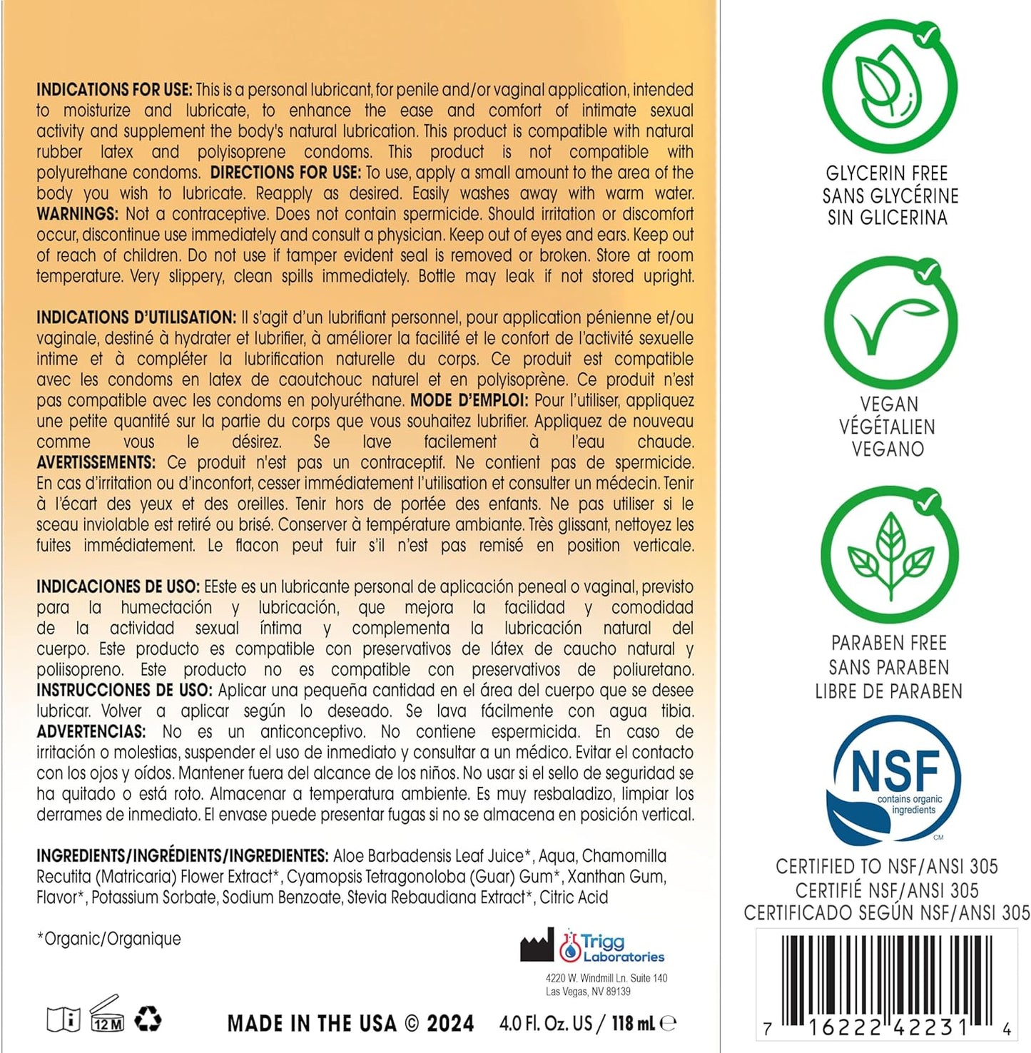 Wet 95% Organic Naturally Aloe Based Lubricant