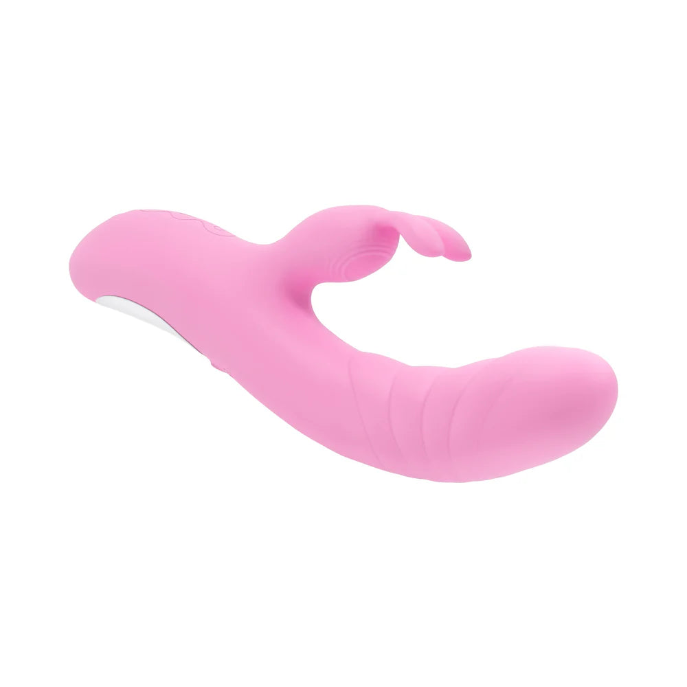 Playboy Rub Me Right Rechargeable Thrusting Dual Stimulator Silicone Pink Petal