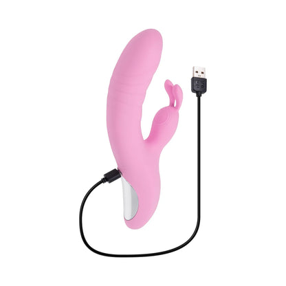 Playboy Rub Me Right Rechargeable Thrusting Dual Stimulator Silicone Pink Petal