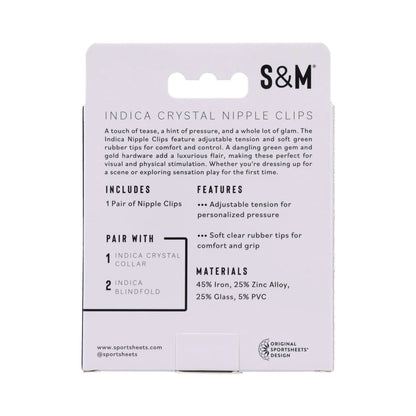 Sportsheets Sex & Mischief Indica Crystal Nipple Clips
