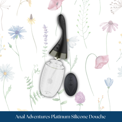Anal Adventures Platinum Aqua Jet Rechargeable Silicone Anal Douche with Remote