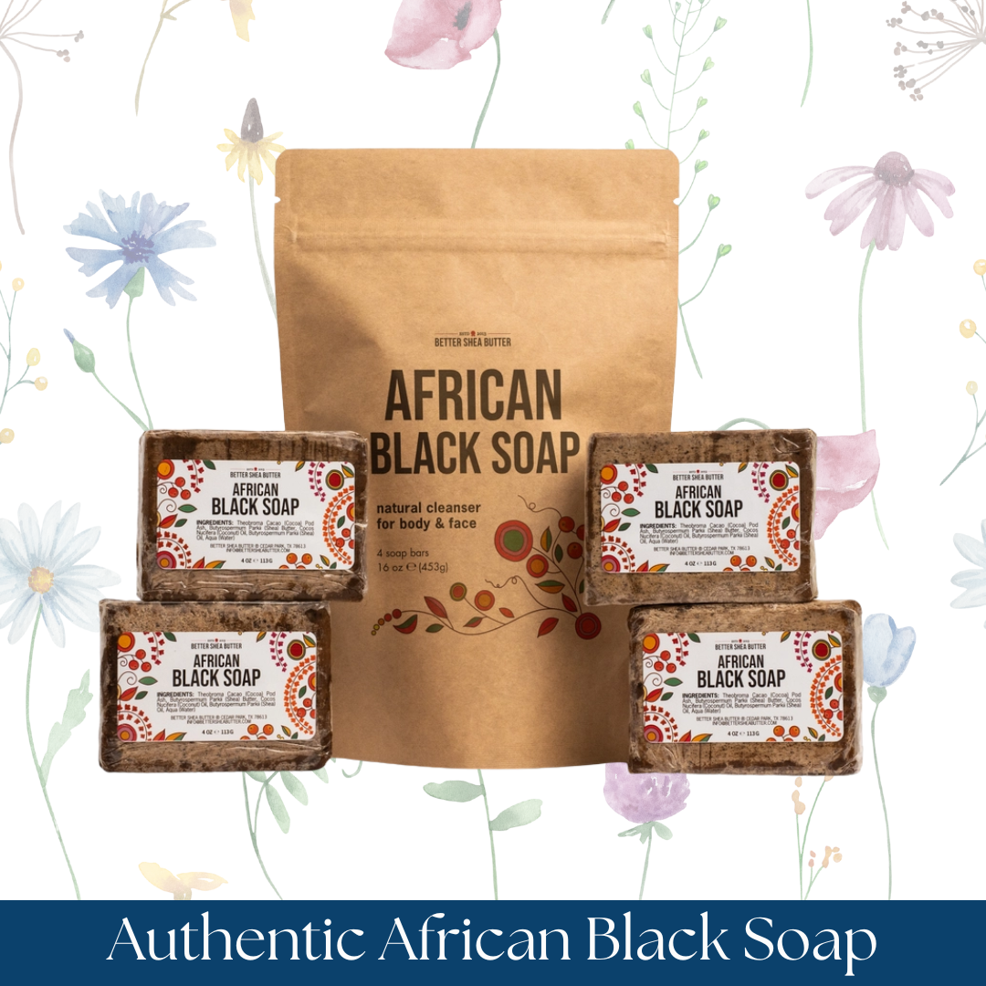 Authentic African Black Soap 4-Pack, 100% Natural Soap