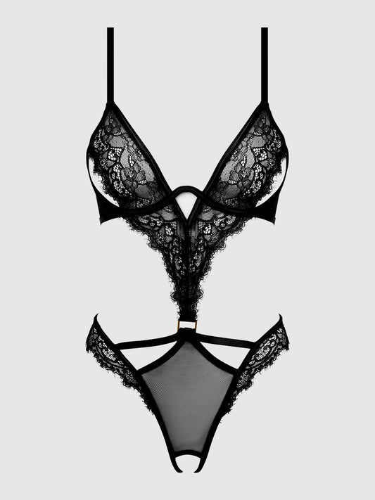 NADIA LACE & MESH CUTOUT TEDDY