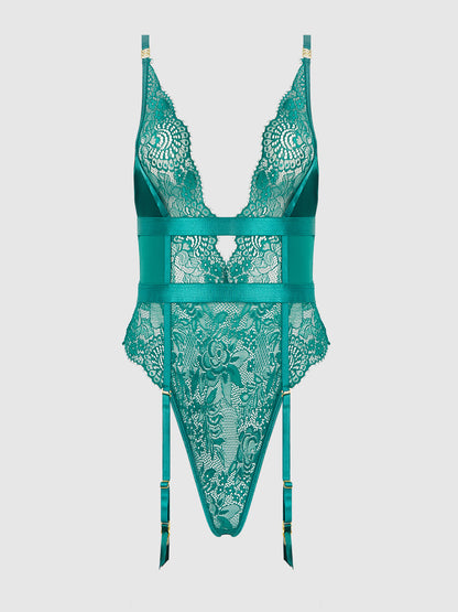 HELENA LACE & SATIN WIRELESS & OPEN BACK TEDDY