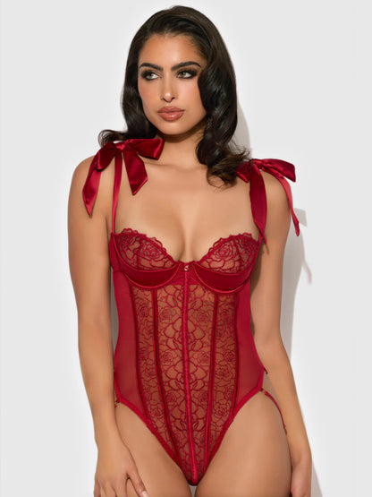 Rosalie Embroidered Lace Teddy