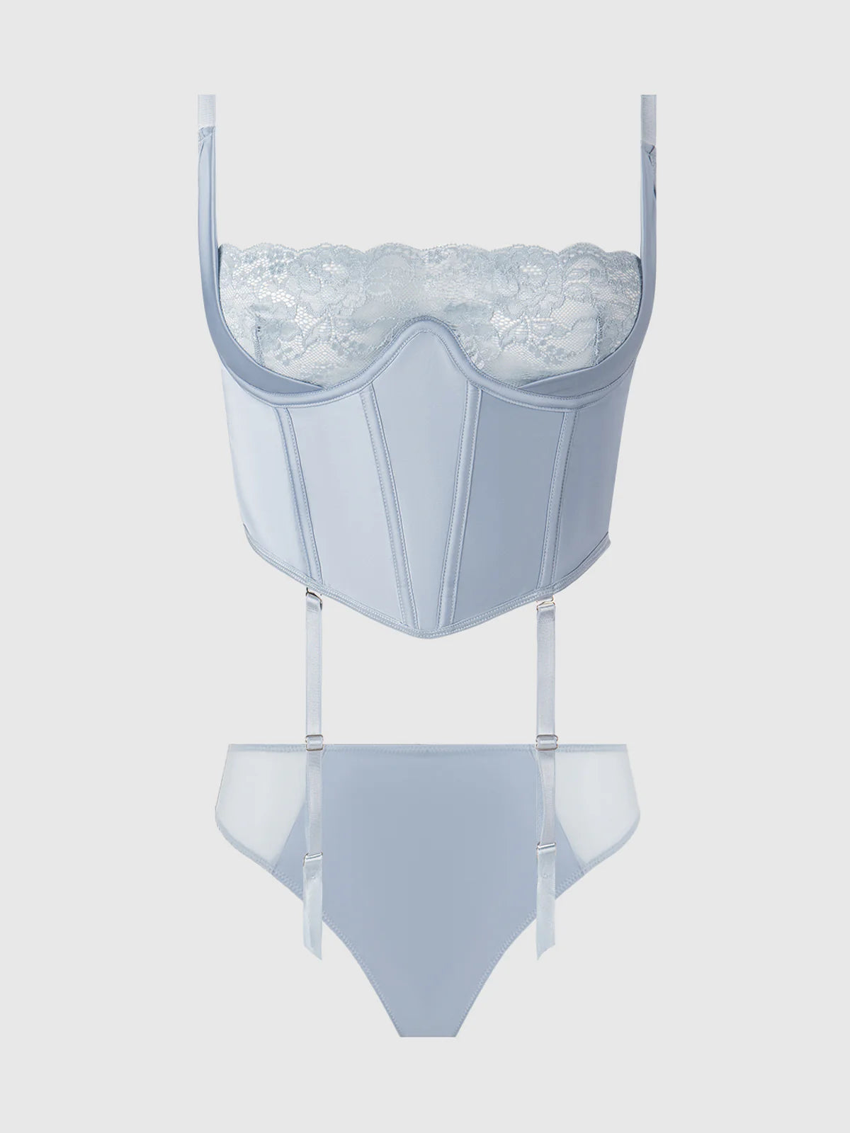 Sienna Satin & Lace Bustier & Cheeky Set