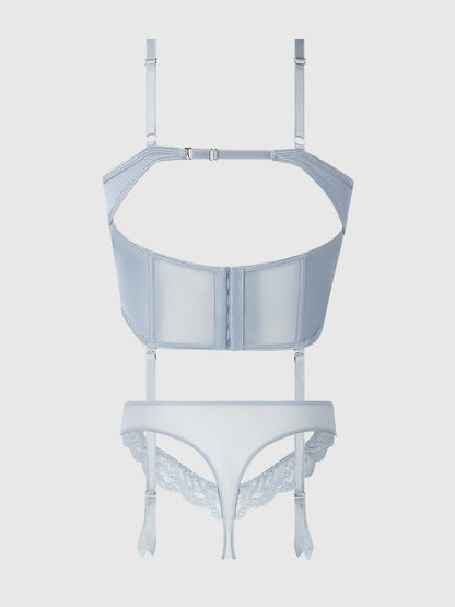 Sienna Satin & Lace Bustier & Cheeky Set