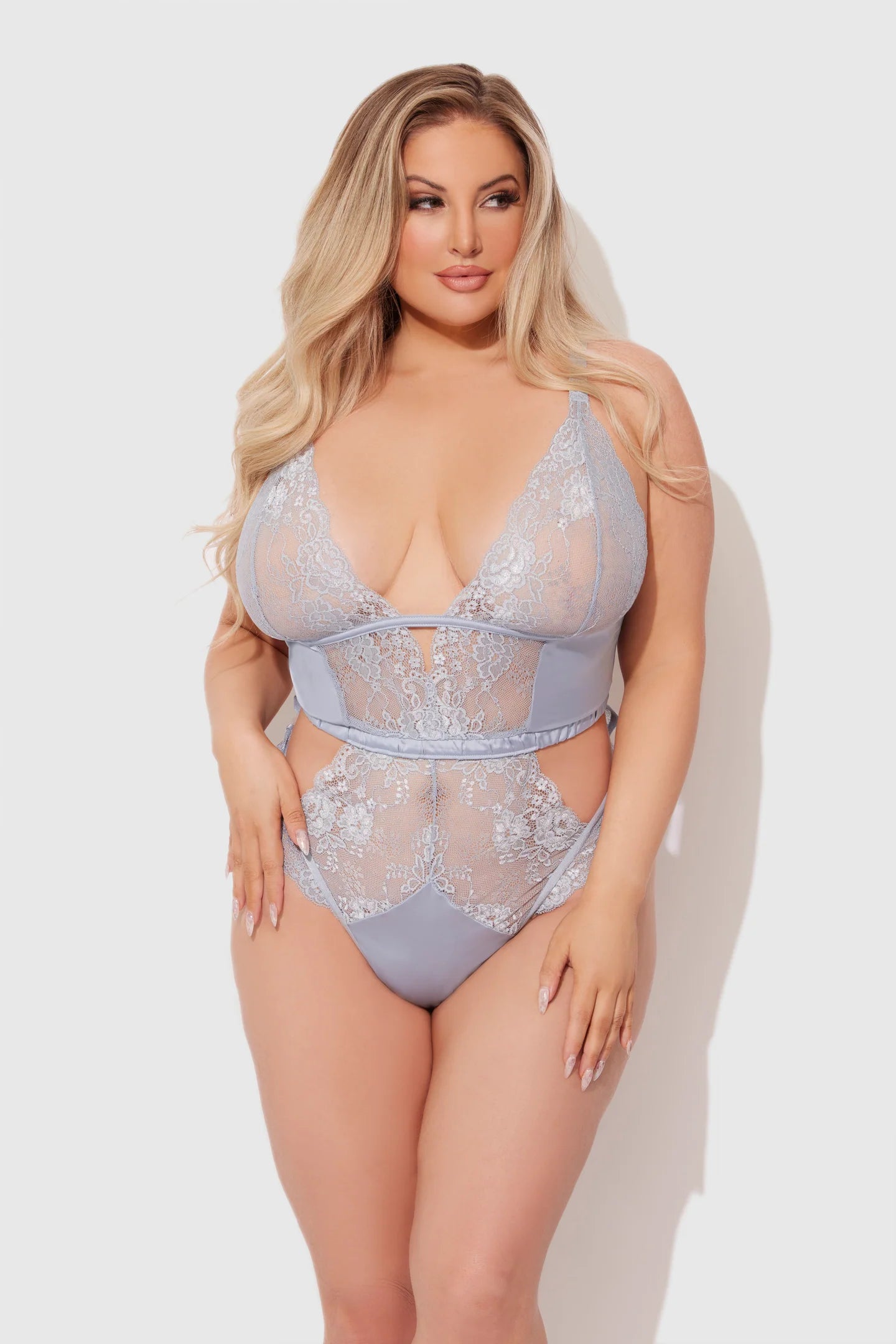 Sienna Satin & Lace Wireless Teddy