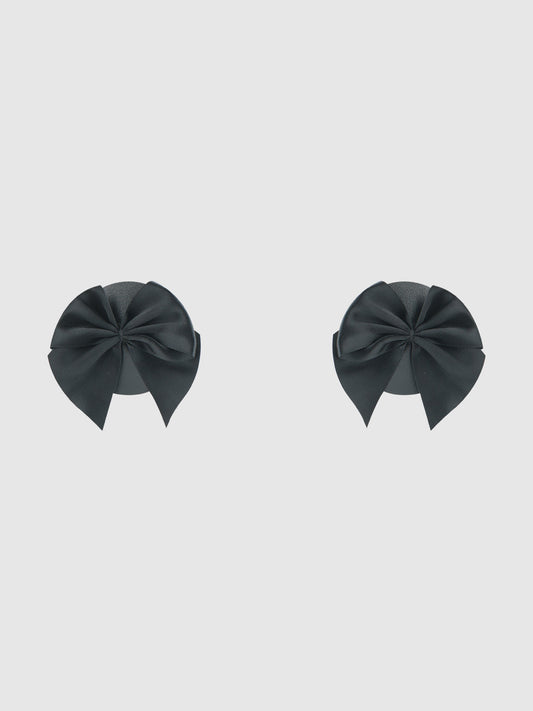 FAUX LEATHER & SATIN BOW PASTIES
