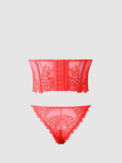 EDEN EMBROIDERED BUSTIER & TANGA SET