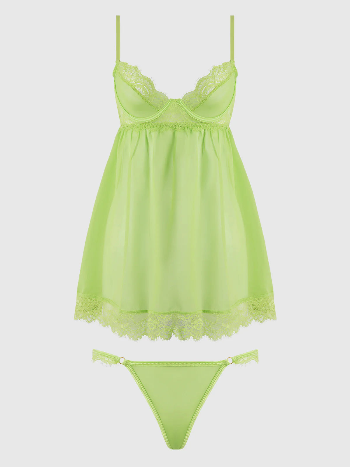 Shavon Lace & Chiffon Babydoll & G String Set