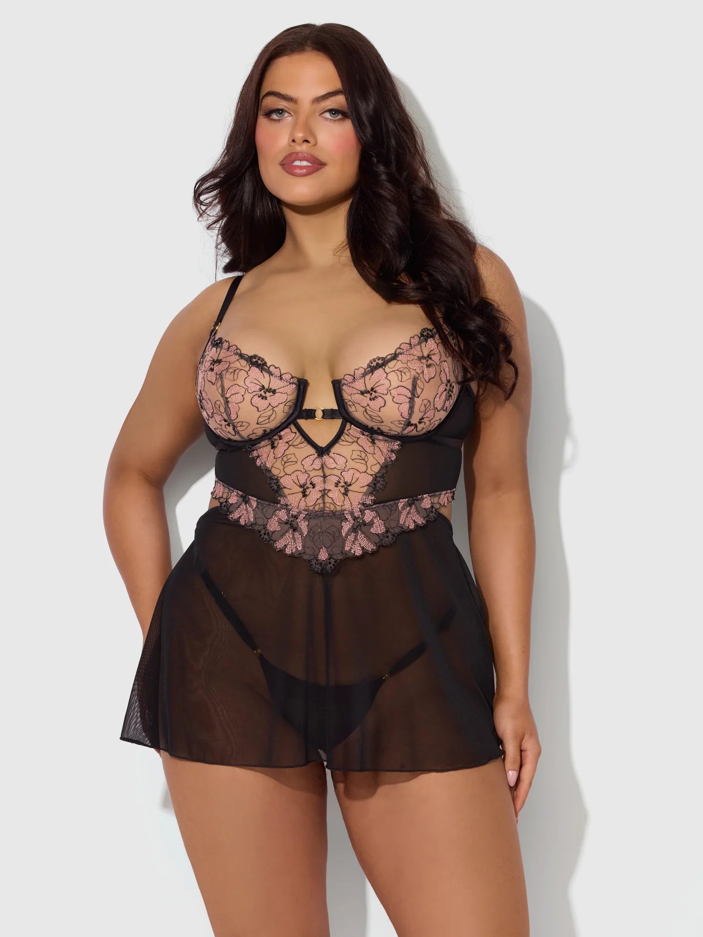 Nova Blacklight Lace Babydoll & G String Set