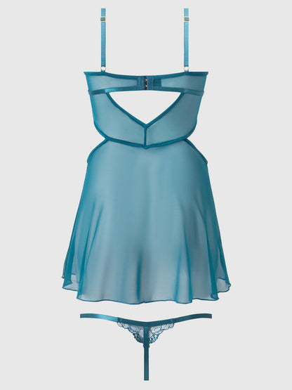 Nova Blacklight Lace Babydoll & G String Set