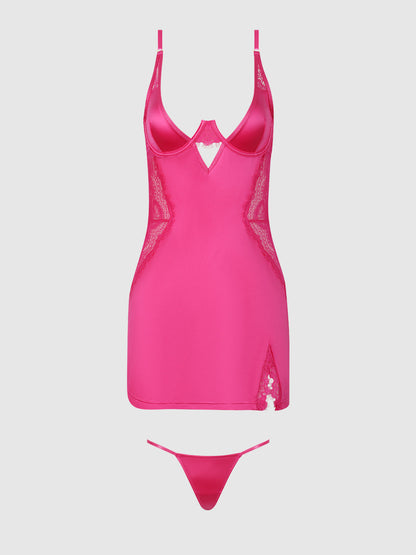 ISSADORA OILSLICK & LACE UNDERWIRE CHEMISE SET