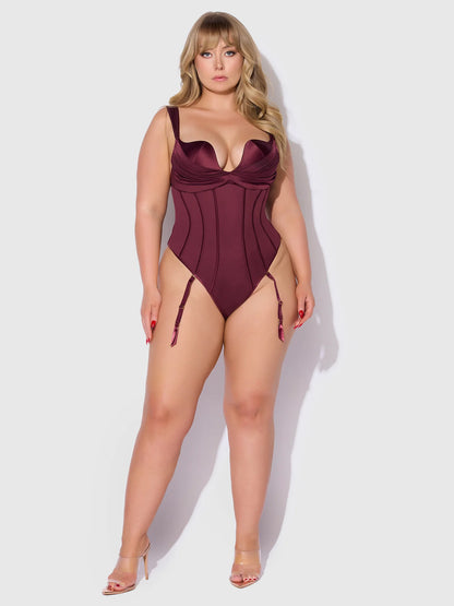 Brigeta Satin Draped Push Up Teddy