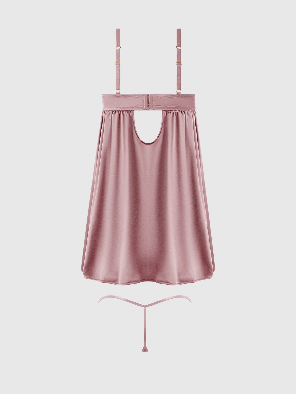 Brigeta Satin & Mesh Corsetted Baydoll & G String Set